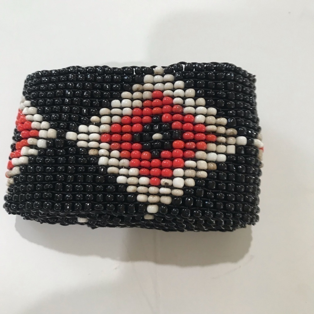 Beaded Elastic Triangle Black Beads Built Unbrand… - image 2